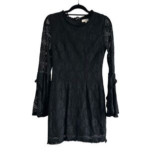 Aniina Black Lace Bell Sleeves Dress Size L Goth Dark Fairy Romantic Y2K